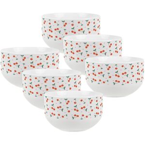 Purely Home Juicy Cherries Large Cereal Bowl Set - 6x Ceramic Fun Dinnerware Serving Bowls Purely Home Juicy Cherries Large Cereal Bowl Set - 6x Ceramic Fun Dinnerware Serving Bowls