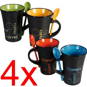 Bargains-Galore 4 X Coffee Mug With Spoon Tea Set Drink Latte Cups Ceramic Kitchen Espresso New Bargains-Galore 4 X Coffee Mug With Spoon Tea Set Drink Latte Cups Ceramic Kitchen Espresso New