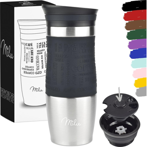 Milu Insulated Travel Mug 370ml - Leak Proof Stainless Steel Coffee Flask Milu Insulated Travel Mug 370ml - Leak Proof Stainless Steel Coffee Flask
