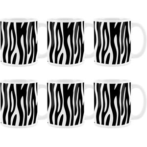 Purely Home Zebra Print Mugs - Black & White Novelty Ceramic Animal Mug Set Of 6 Purely Home Zebra Print Mugs - Black & White Novelty Ceramic Animal Mug Set Of 6
