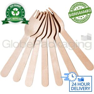 Globe 1000 X Wooden Disposable Forks Biodegradable Wood Cutlery For Parties Catering Globe 1000 X Wooden Disposable Forks Biodegradable Wood Cutlery For Parties Catering
