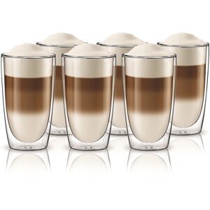 6x Double Wall Insulated Glass Aqualogis Coffee Glass Mug Tea Cup 350ml 6x Double Wall Insulated Glass Aqualogis Coffee Glass Mug Tea Cup 350ml