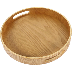 Branded Rustic Style Wooden Serving Tray Round Snack Serving Plate Fruit Storage Tray Ea Branded Rustic Style Wooden Serving Tray Round Snack Serving Plate Fruit Storage Tray Ea