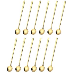3x(12 Pcs Coffee Spoons Set Gold Tea Spoons Long Handle Stirring Spoons8164 3x(12 Pcs Coffee Spoons Set Gold Tea Spoons Long Handle Stirring Spoons8164