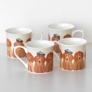 Craft Set Of 4 Dogs With Hats Fluted China Coffee Mugs 300ml Cute Fun Animal Tea Cups Craft Set Of 4 Dogs With Hats Fluted China Coffee Mugs 300ml Cute Fun Animal Tea Cups