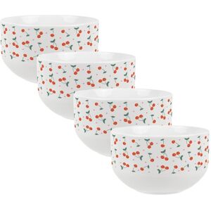 Purely Home Juicy Cherries Large Cereal Bowl Set - 4x Ceramic Fun Dinnerware Serving Bowls Purely Home Juicy Cherries Large Cereal Bowl Set - 4x Ceramic Fun Dinnerware Serving Bowls