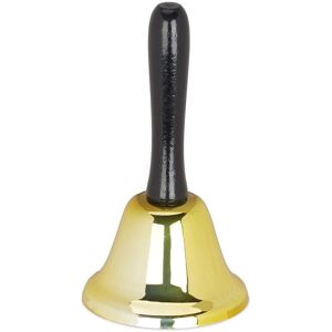 Relaxdays 2x Table Bell 12 Cm Gold Wooden Grip, Hand/reception/school Bell Set Relaxdays 2x Table Bell 12 Cm Gold Wooden Grip, Hand/reception/school Bell Set