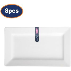 Rayware Serving Platter White Rectangle Fine Porcelain 25x15cm Modern Plate Tray 8pc Set Rayware Serving Platter White Rectangle Fine Porcelain 25x15cm Modern Plate Tray 8pc Set