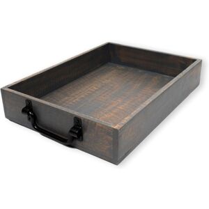 Gocraft Handmade Wooden Serving Tray With Metal Handles - 15\" X 11\" X 2.5\" In G Gocraft Handmade Wooden Serving Tray With Metal Handles - 15\" X 11\" X 2.5\" In G