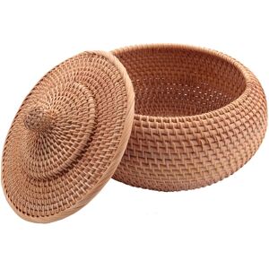 Round Rattan Box,Wicker Fruit Basket With Lid Bread Basket Tray Storage5297 Round Rattan Box,Wicker Fruit Basket With Lid Bread Basket Tray Storage5297