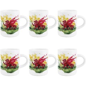 Purely Home Floral Welsh Dragon Espresso Mugs - Set Of 6 Mini Ceramic Coffee Shot Cups Gift Purely Home Floral Welsh Dragon Espresso Mugs - Set Of 6 Mini Ceramic Coffee Shot Cups Gift