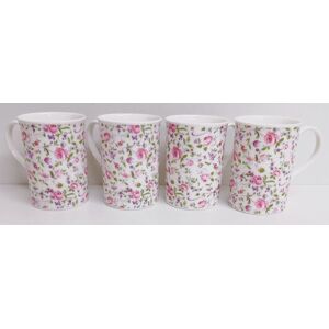 Rainbow Decors Ltd Royal Chelsea Rose Mugs Set 4 Fine Bone China 300 Ml Pink & Purple Windsor Cups Rainbow Decors Ltd Royal Chelsea Rose Mugs Set 4 Fine Bone China 300 Ml Pink & Purple Windsor Cups