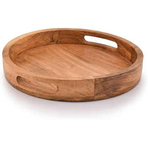 Does Not Apply Round Serving Acacia Wooden Tray With Handles For Serving Beverages Tea Plate De Does Not Apply Round Serving Acacia Wooden Tray With Handles For Serving Beverages Tea Plate De