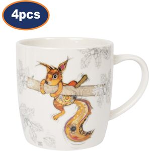 Lesser & Pavey Ceramic Mug 4pcs Bug Art Sammy Squirrel Coffee Cup Animal Novelty Christmas Gift Lesser & Pavey Ceramic Mug 4pcs Bug Art Sammy Squirrel Coffee Cup Animal Novelty Christmas Gift