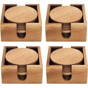 Apollo Round Coasters With Square Holder Mug Cup Drink Pads Tabletop Wooden Mats 24pcs Apollo Round Coasters With Square Holder Mug Cup Drink Pads Tabletop Wooden Mats 24pcs