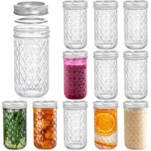 Tebery 12 Pack Mason Jars 350ml Canning Jars Jelly Jars With Regular Lids And B Tebery 12 Pack Mason Jars 350ml Canning Jars Jelly Jars With Regular Lids And B
