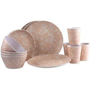 Excellent Houseware Melamine Plastic Dinner Set - Pink Daisy Flower Plate Cup Bowl (16 Piece Set) Excellent Houseware Melamine Plastic Dinner Set - Pink Daisy Flower Plate Cup Bowl (16 Piece Set)