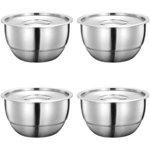 Sodial 1x(304 Stainless Steel Rice Bowl Set With Lids - 4pcs Thickened -Scald Soup1140 Sodial 1x(304 Stainless Steel Rice Bowl Set With Lids - 4pcs Thickened -Scald Soup1140