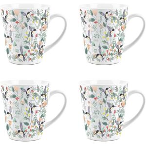 Purely Home Tropical Hummingbirds Latte Mugs - Floral Bird Coffee Cup Gift - Set Of 4 Purely Home Tropical Hummingbirds Latte Mugs - Floral Bird Coffee Cup Gift - Set Of 4