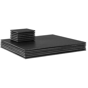 Argon Tableware 12 Piece Linea Square Slate Placemats & Coasters Set Table Setting 10cm Grey Argon Tableware 12 Piece Linea Square Slate Placemats & Coasters Set Table Setting 10cm Grey