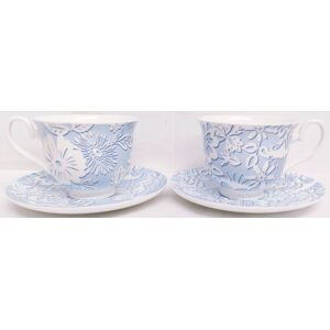 Fromeuropewithlove Blue Lace Cups & Saucers Set Of 2 Fine Bone China Blue White Flowers Decorate Uk Fromeuropewithlove Blue Lace Cups & Saucers Set Of 2 Fine Bone China Blue White Flowers Decorate Uk