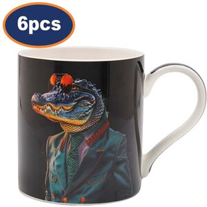 Lesser & Pavey Coffee Mug Ceramic Cup 350ml Crocodile Rock Novelty 6pcs Design Animal Gift Lesser & Pavey Coffee Mug Ceramic Cup 350ml Crocodile Rock Novelty 6pcs Design Animal Gift