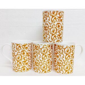 Rainbow Decors Ltd Antique Gold Embossed Scroll Mugs Set Of 4 Bone China Windsor 300ml 10.5oz Cups Rainbow Decors Ltd Antique Gold Embossed Scroll Mugs Set Of 4 Bone China Windsor 300ml 10.5oz Cups