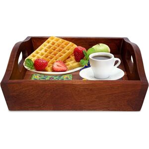 Craft Trade Mango Wood Serving Tray With Handle And 4 Fitted Floral Ceramic Til Craft Trade Mango Wood Serving Tray With Handle And 4 Fitted Floral Ceramic Til