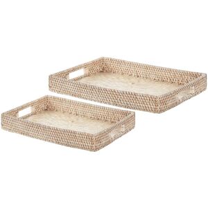 Beliani Natural Rattan Decorative Tray with Mother-of-Pearl Inlay - Decoratif Tray Beliani Natural Rattan Decorative Tray with Mother-of-Pearl Inlay - Decoratif Tray