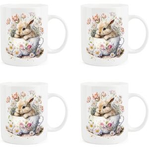 Purely Home Bunny Rabbit Mugs - Bone China Teacup & Flowers Tea/coffee Gift Set Of 4 Purely Home Bunny Rabbit Mugs - Bone China Teacup & Flowers Tea/coffee Gift Set Of 4