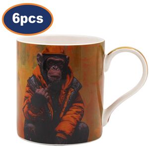 Lesser & Pavey Coffee Mug Ceramic Cup 350ml Chimp Life Novelty 6pcs Design Animal Print Gift Lesser & Pavey Coffee Mug Ceramic Cup 350ml Chimp Life Novelty 6pcs Design Animal Print Gift