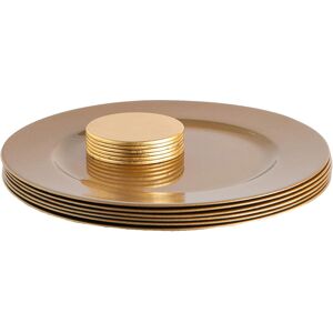 Argon Tableware Metallic Charger Plates & Coasters Set - Gold - 12pc - 33cm - Metallic Finish Re Argon Tableware Metallic Charger Plates & Coasters Set - Gold - 12pc - 33cm - Metallic Finish Re