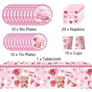 51pcs Valentine'S Day Tableware Includes Cups Plates Napkins Tablecloth 51pcs Valentine'S Day Tableware Includes Cups Plates Napkins Tablecloth