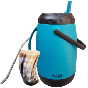 Gaucho Bruno Paraguayan Flask, Guampa & Bombilla Set (Cup & Straw) To Drink Yerba Mate Terere Gaucho Bruno Paraguayan Flask, Guampa & Bombilla Set (Cup & Straw) To Drink Yerba Mate Terere