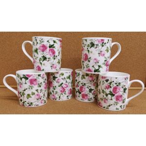 Rainbow Decors Ltd Ivy Rose Pink Mugs Set 6 Balmoral Fine Bone China 9.5oz 275ml Cups Decorated Uk Rainbow Decors Ltd Ivy Rose Pink Mugs Set 6 Balmoral Fine Bone China 9.5oz 275ml Cups Decorated Uk