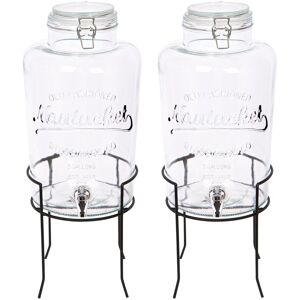 Rink Drink 2x 8.7l Glass Drinks Dispensers With Tap & Black Stand Cold Water Lemonade Jug Rink Drink 2x 8.7l Glass Drinks Dispensers With Tap & Black Stand Cold Water Lemonade Jug