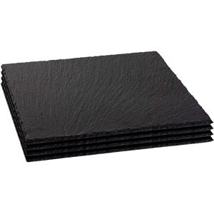 Argon Tableware Slate Serving Platter - Square - 33cm - Pack Of 4 - Black Natural Slate Rustic R Argon Tableware Slate Serving Platter - Square - 33cm - Pack Of 4 - Black Natural Slate Rustic R