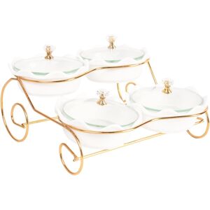 jinsongdafa Ceramic Serving Bowls With Lid Metal Dishes, 4 Removable Small Bowls Relish Tra jinsongdafa Ceramic Serving Bowls With Lid Metal Dishes, 4 Removable Small Bowls Relish Tra