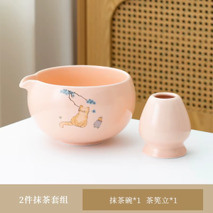 Does Not Apply Matcha Kit Hand-Painted Japanese Cute Cat Ceramic Matcha Bowl With Spout And Tea Does Not Apply Matcha Kit Hand-Painted Japanese Cute Cat Ceramic Matcha Bowl With Spout And Tea