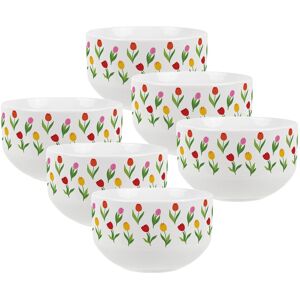 Purely Home Tulip Print Large Cereal Bowl Set - 6x Ceramic Floral Serving Bowls Purely Home Tulip Print Large Cereal Bowl Set - 6x Ceramic Floral Serving Bowls
