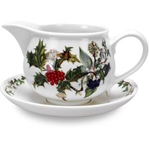 Portmeirion The Holly & The Ivy Gravy Boat & Stand Earthenware Made In England Portmeirion The Holly & The Ivy Gravy Boat & Stand Earthenware Made In England