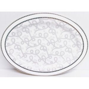 Marlborough Ceramics Flower Hearts Loop Platter Bone China Large 14\" Queen Oval Silver Serving Tray Marlborough Ceramics Flower Hearts Loop Platter Bone China Large 14\" Queen Oval Silver Serving Tray