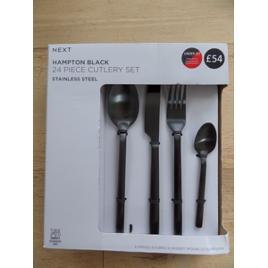 Next Hampton Black 24 Piece Stainless Steel Cutlery Set In Black Bnip Next Hampton Black 24 Piece Stainless Steel Cutlery Set In Black Bnip