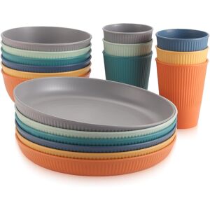 Anbte 18pcs Unbreakable Plastic Dinner Set For 6 - Stackable Bpa-Free Plates & Anbte 18pcs Unbreakable Plastic Dinner Set For 6 - Stackable Bpa-Free Plates &