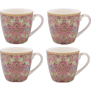 4 X William Morris Hyacinth Pink China Breakfast Mugs Floral Mug Leonardo New 4 X William Morris Hyacinth Pink China Breakfast Mugs Floral Mug Leonardo New