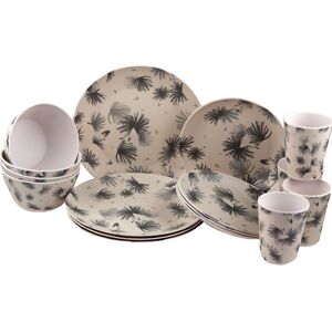Excellent Houseware Melamine Plastic Dinner Set - Grey Daisy Design Plate Cup Bowl (16 Piece Set) Excellent Houseware Melamine Plastic Dinner Set - Grey Daisy Design Plate Cup Bowl (16 Piece Set)