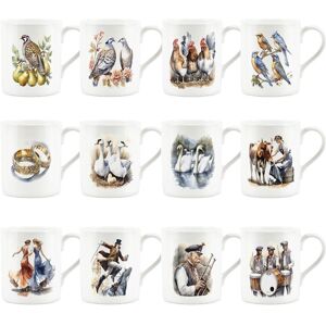 Purely Home 12 Days Of Christmas Mugs Set - Small Bone China Mugs Xmas Gift Set - 12 Cups Purely Home 12 Days Of Christmas Mugs Set - Small Bone China Mugs Xmas Gift Set - 12 Cups