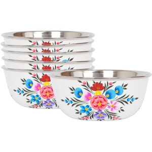 Billy Can 6x Cotton Pansy 14.5cm Stainless Steel Hand-Painted Picnic Snack Bowls Billy Can 6x Cotton Pansy 14.5cm Stainless Steel Hand-Painted Picnic Snack Bowls