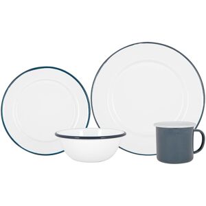 Argon Tableware 16 Piece White Enamel Dinner Set Metal Camping Plates Bowls Mugs For 4 Blue Argon Tableware 16 Piece White Enamel Dinner Set Metal Camping Plates Bowls Mugs For 4 Blue