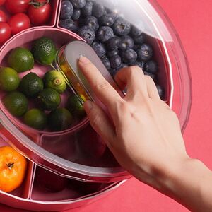Rotatable Divided Serving Tray Red Double Layer Nut Candy Snacks Dried Fruit H Rotatable Divided Serving Tray Red Double Layer Nut Candy Snacks Dried Fruit H